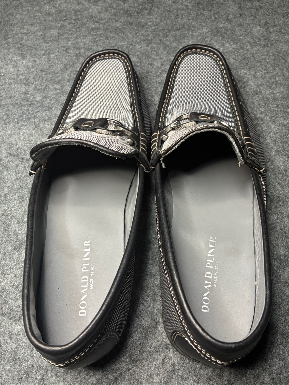 Donald J. Pliner Men’s Black and Gray Textured Slip-On Loafers